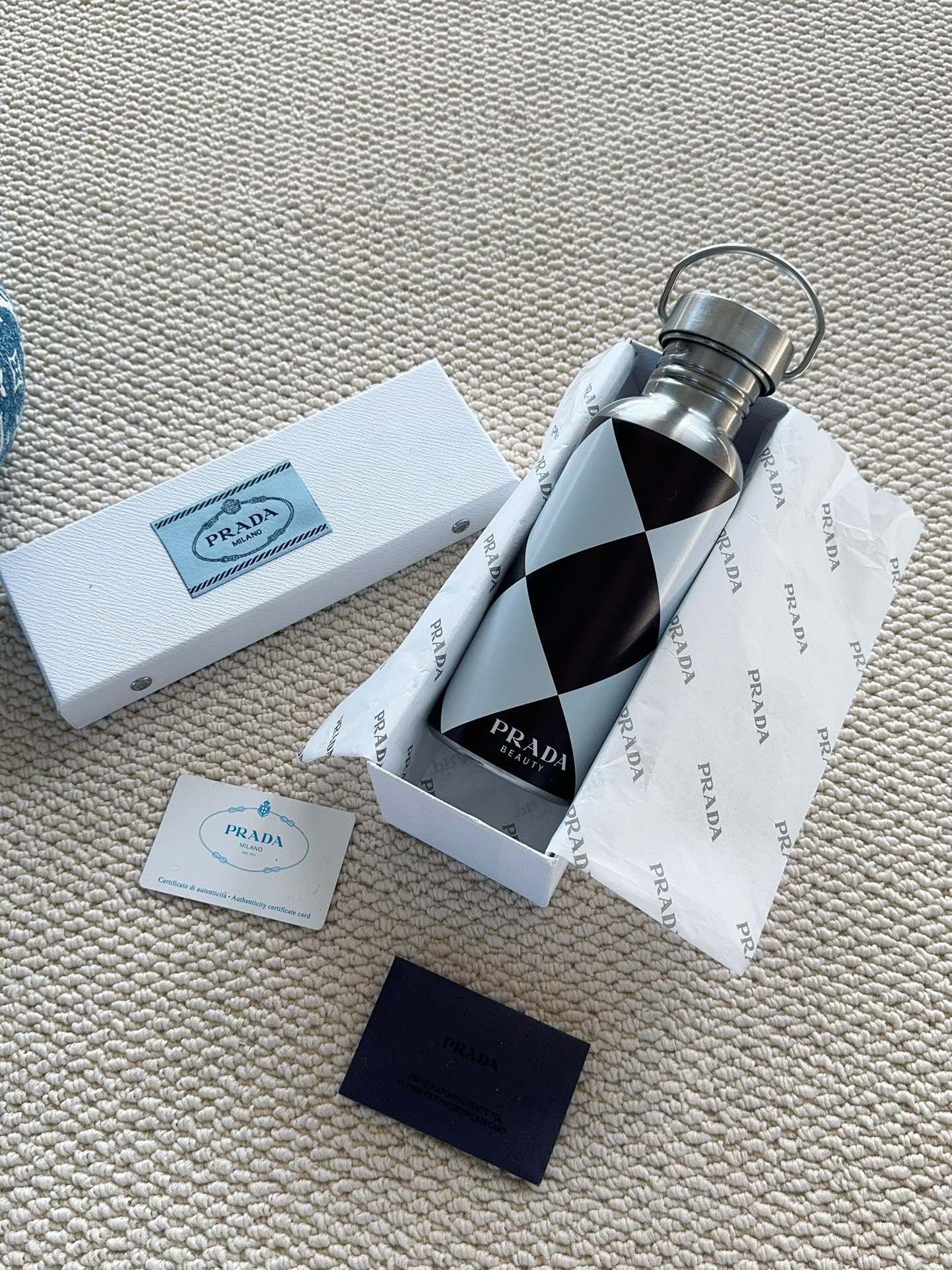 PRADA CHECKERED STAINLESS STEEL BOTTLE