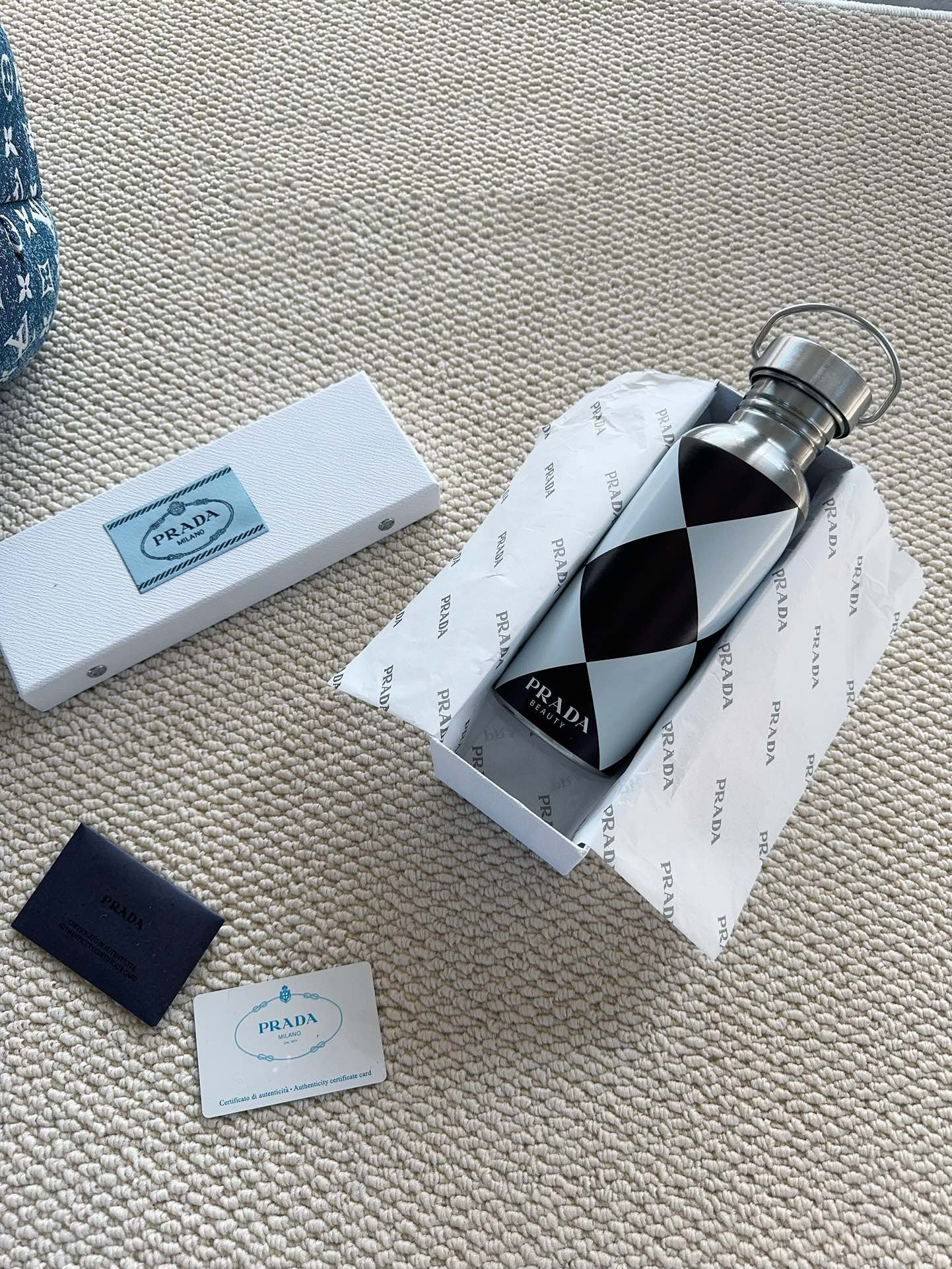 PRADA CHECKERED STAINLESS STEEL BOTTLE