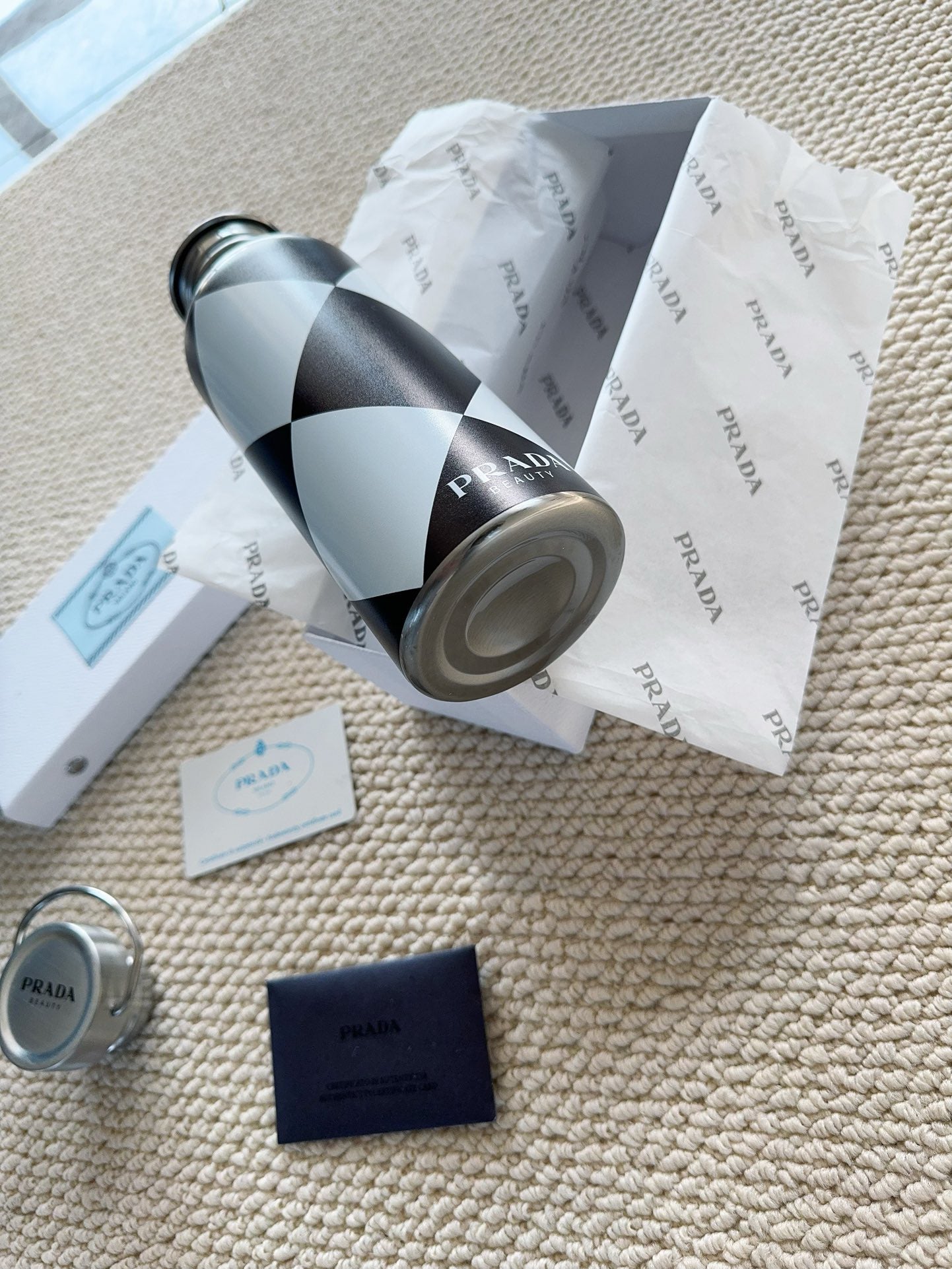 PRADA CHECKERED STAINLESS STEEL BOTTLE