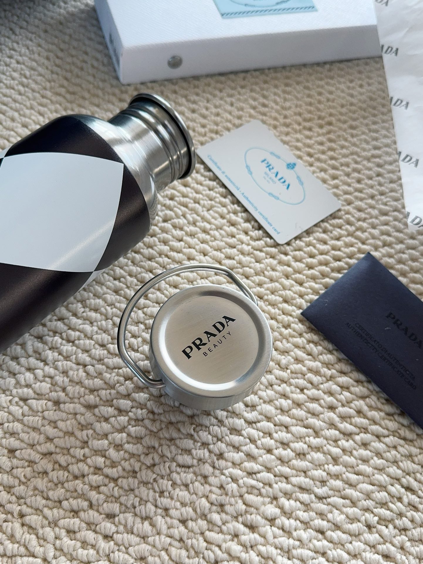 PRADA CHECKERED STAINLESS STEEL BOTTLE