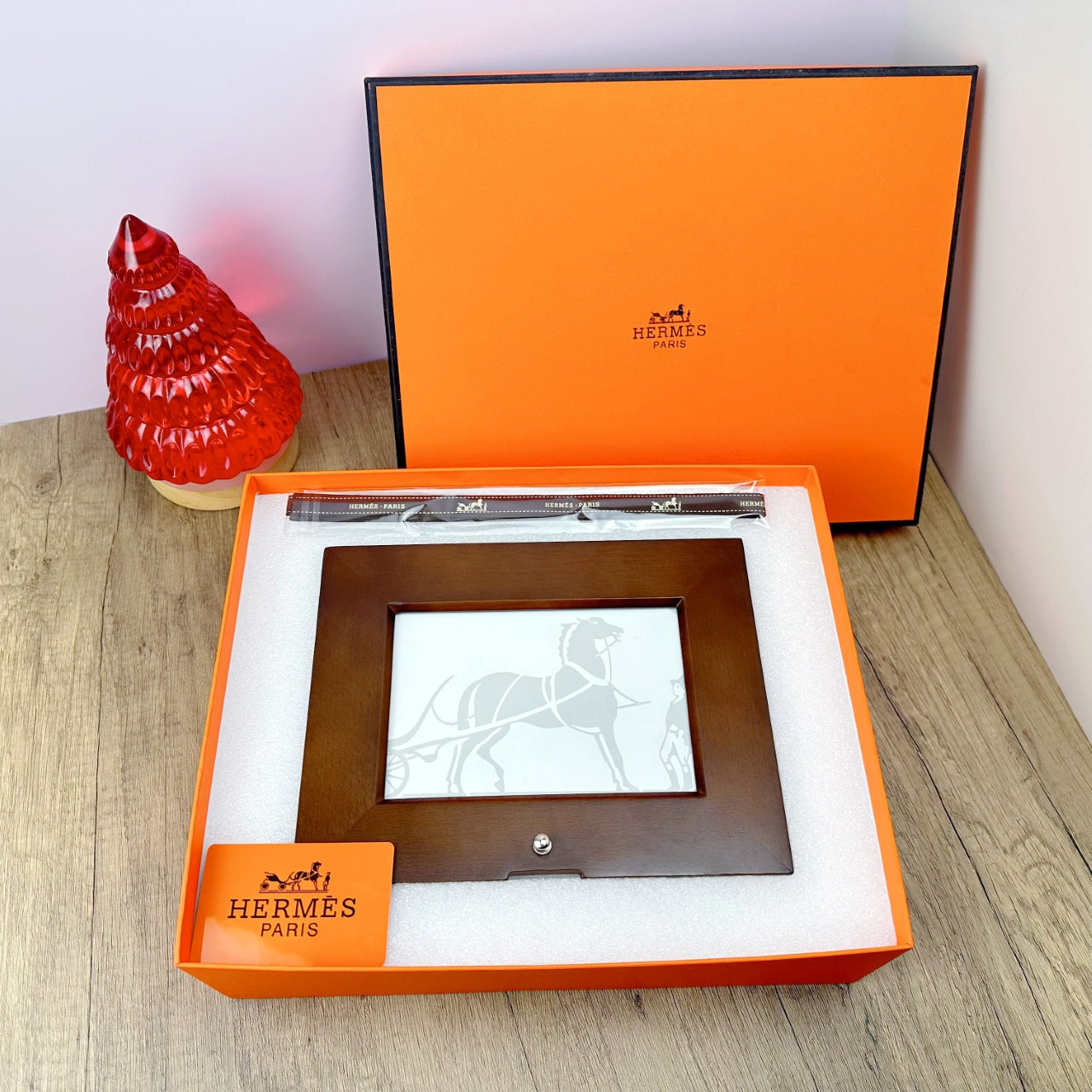 HERMES WOODEN PICTURE FRAME