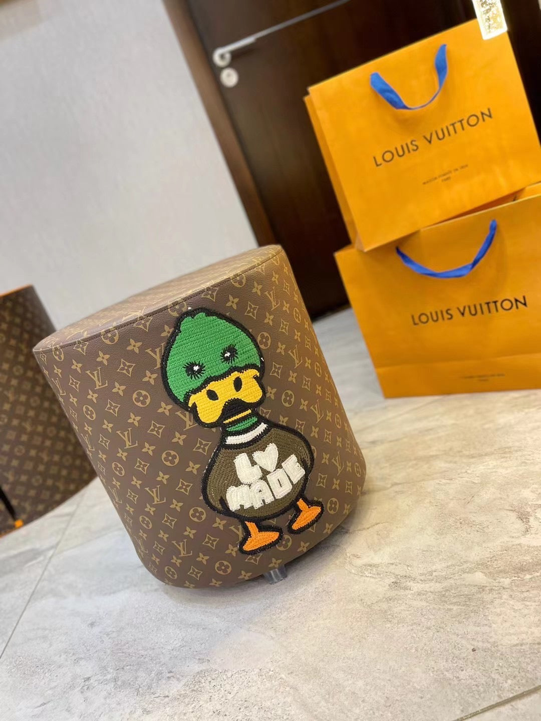 CUSTOM LV NIGO OTTOMAN STOOL