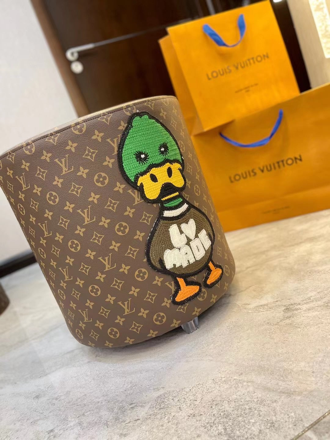 CUSTOM LV NIGO OTTOMAN STOOL
