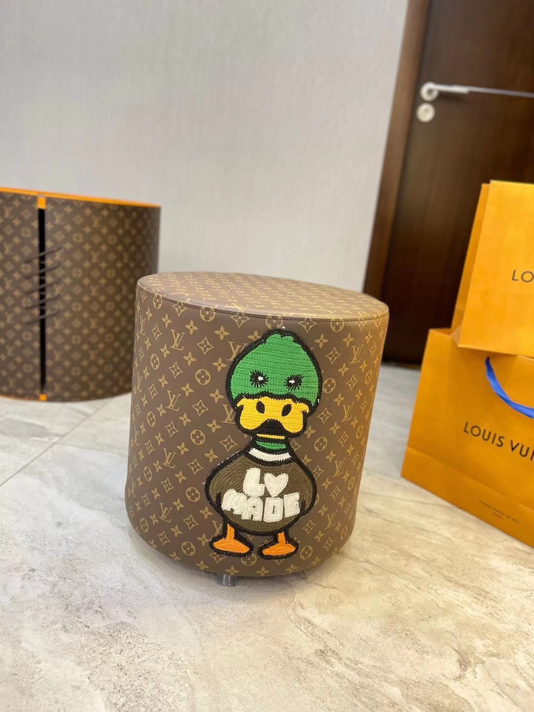 CUSTOM LV NIGO OTTOMAN STOOL