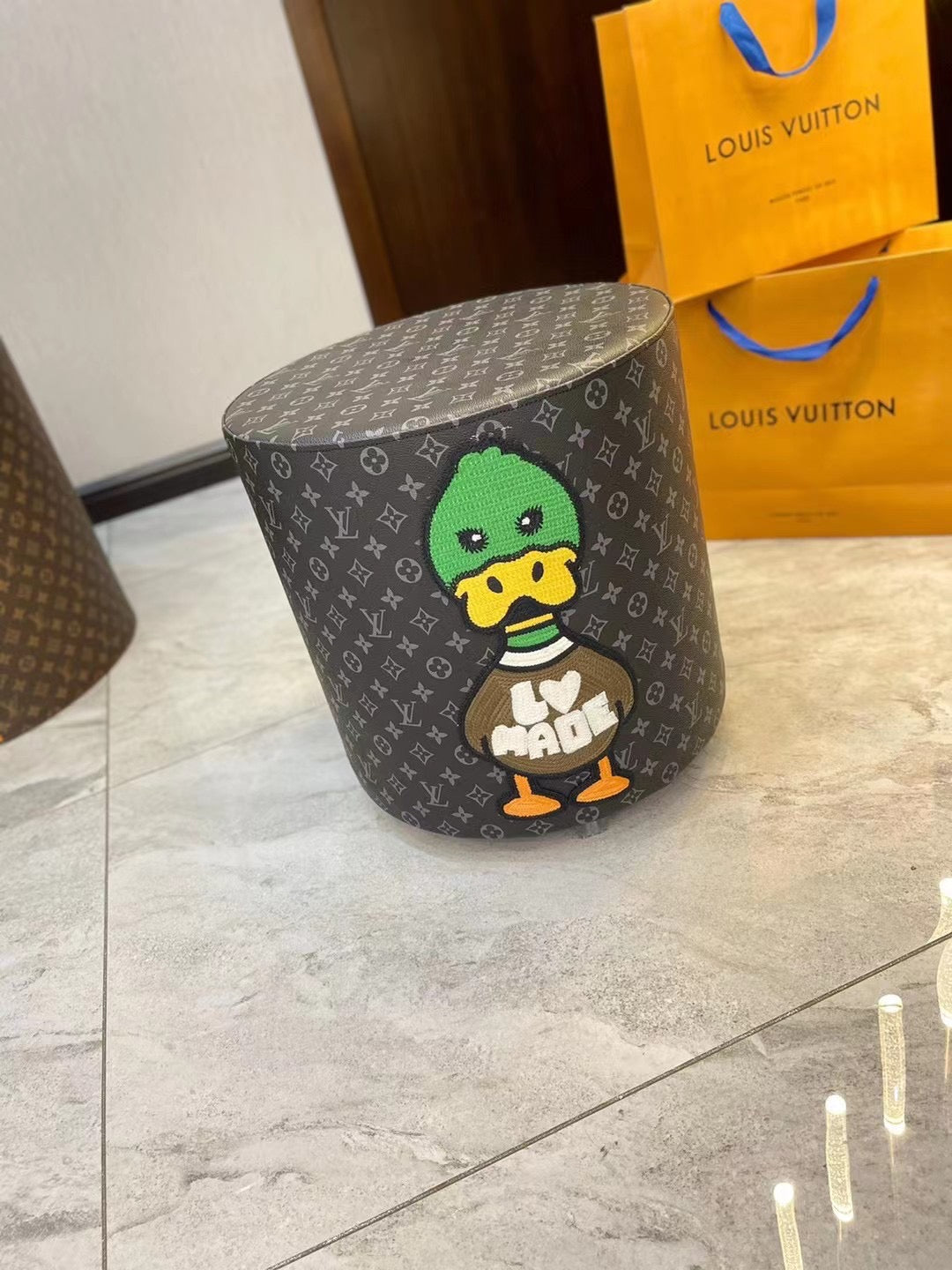 CUSTOM LV NIGO OTTOMAN STOOL