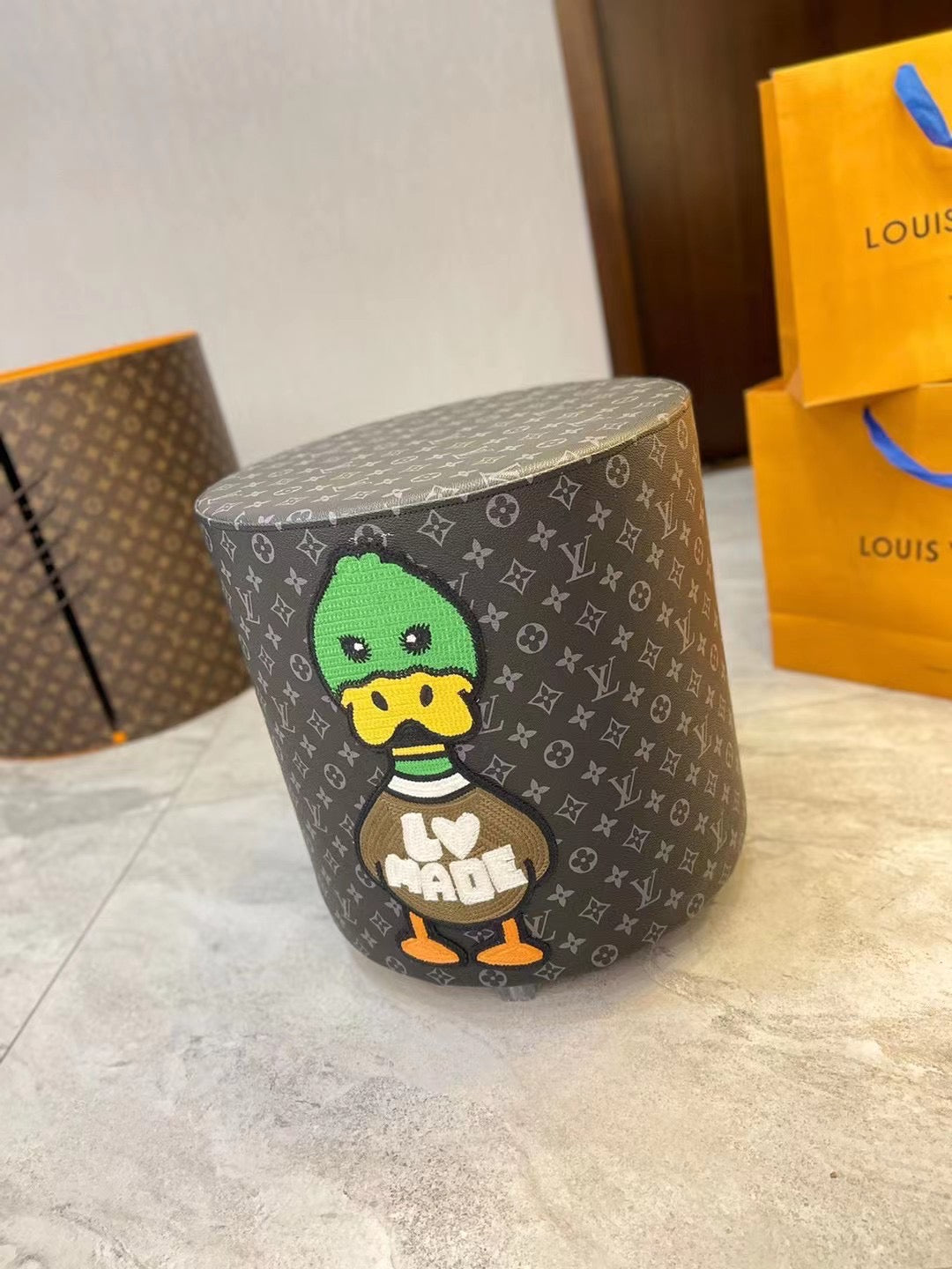 CUSTOM LV NIGO OTTOMAN STOOL