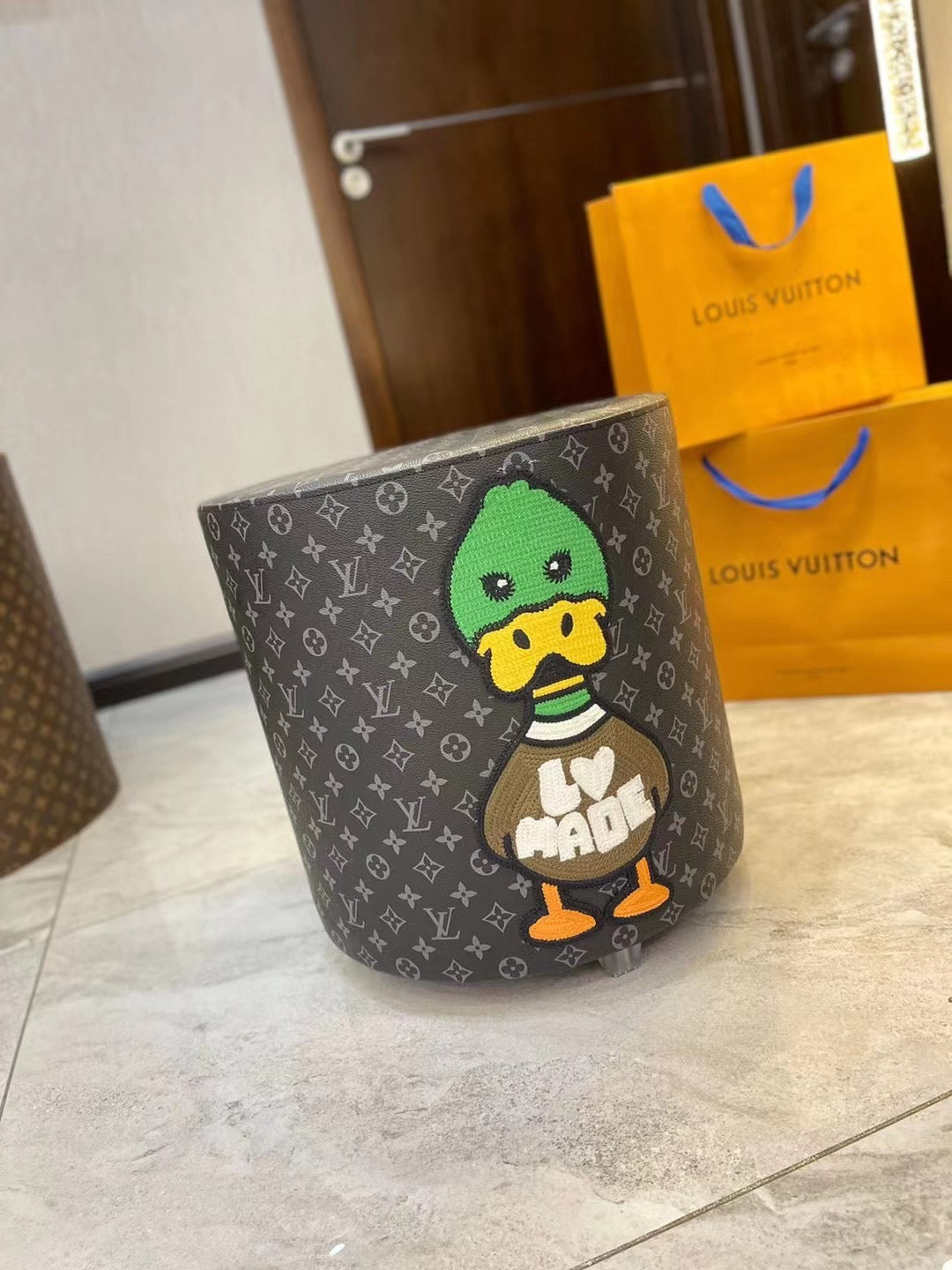 CUSTOM LV NIGO OTTOMAN STOOL