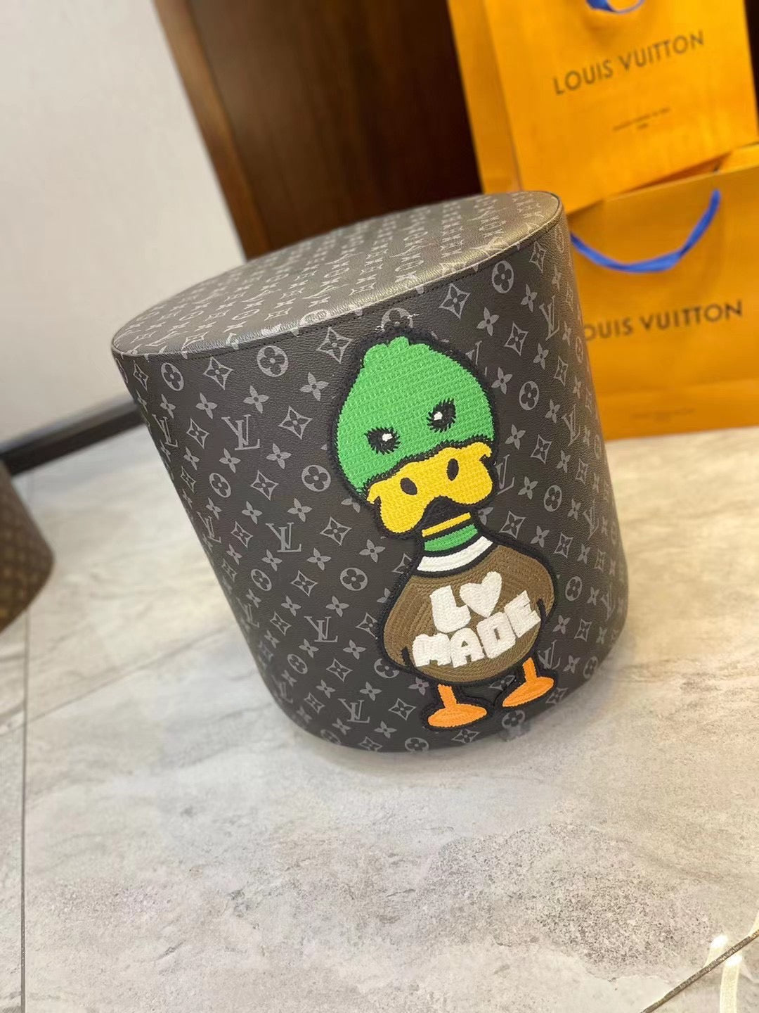 CUSTOM LV NIGO OTTOMAN STOOL