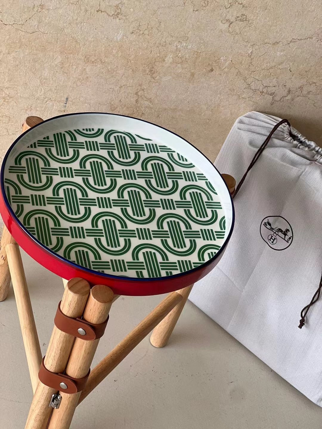 CUSTOM HERMES SIDE TABLE