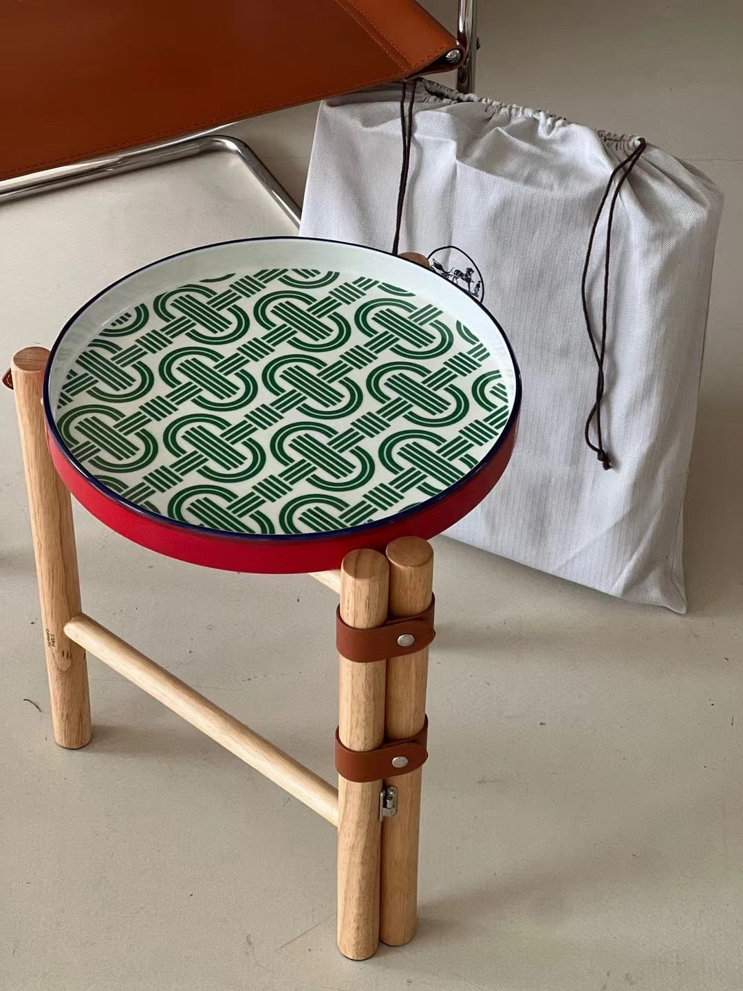CUSTOM HERMES SIDE TABLE