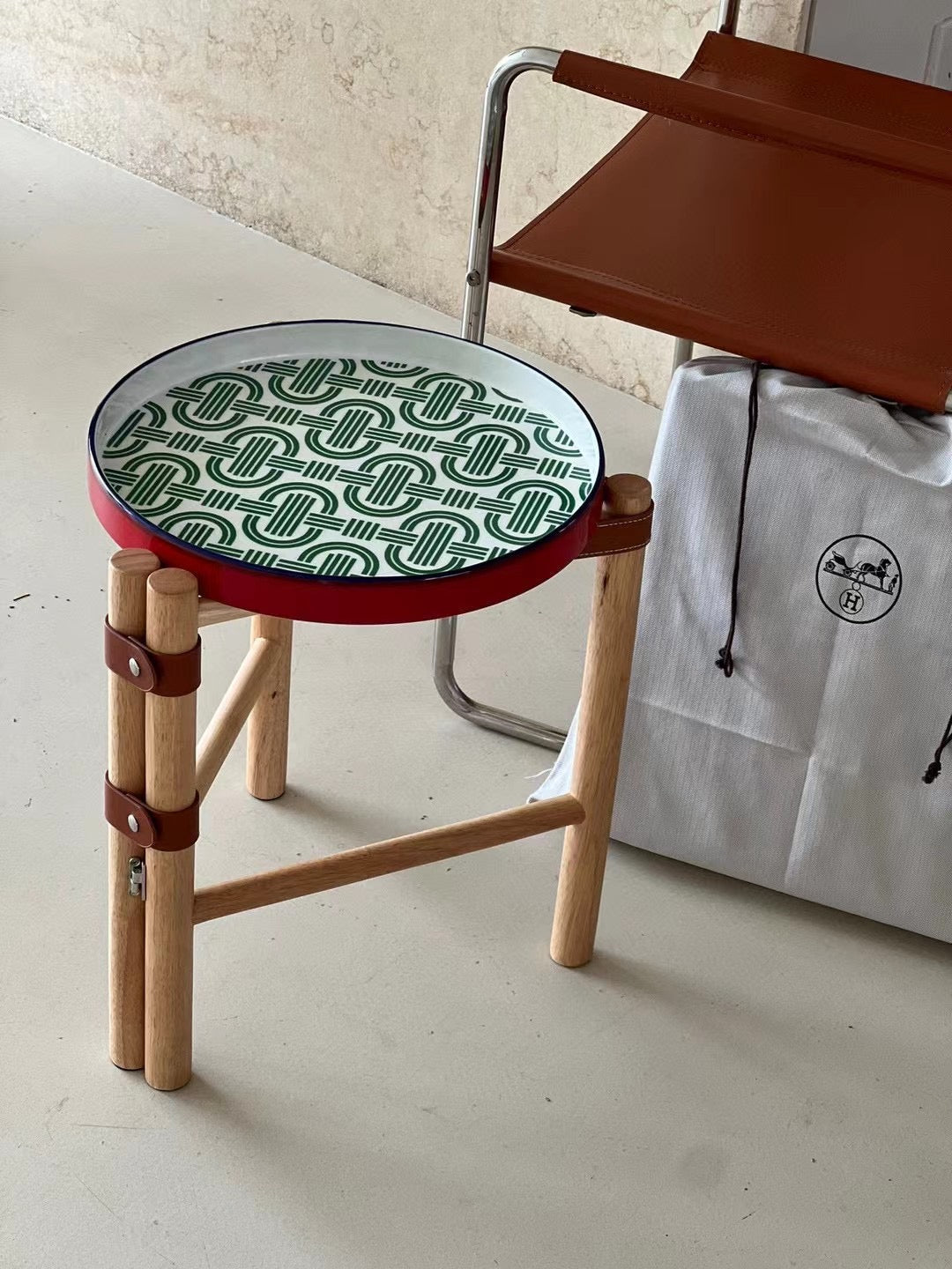 CUSTOM HERMES SIDE TABLE