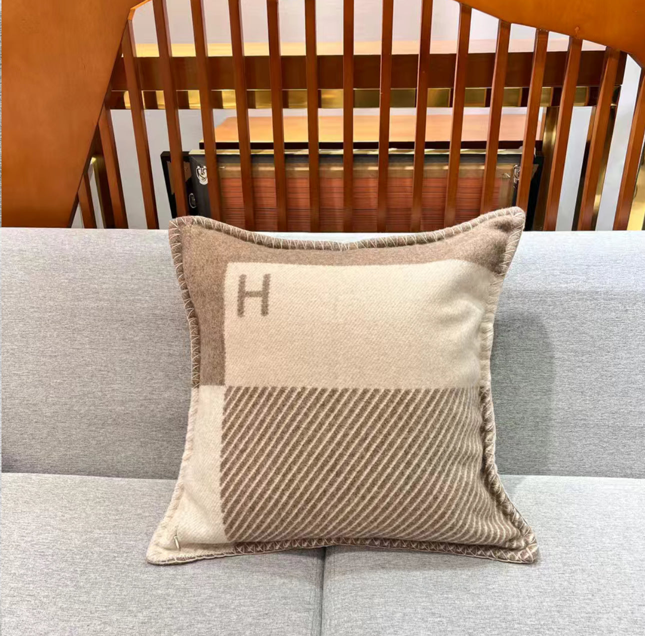 HERMES WOOL RIVIERA THROW PILLOW