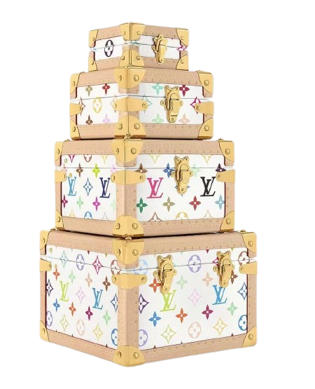 CUSTOM LV PYRAMID MONOGRAM TRUNK SET MURAKAMI WHITE