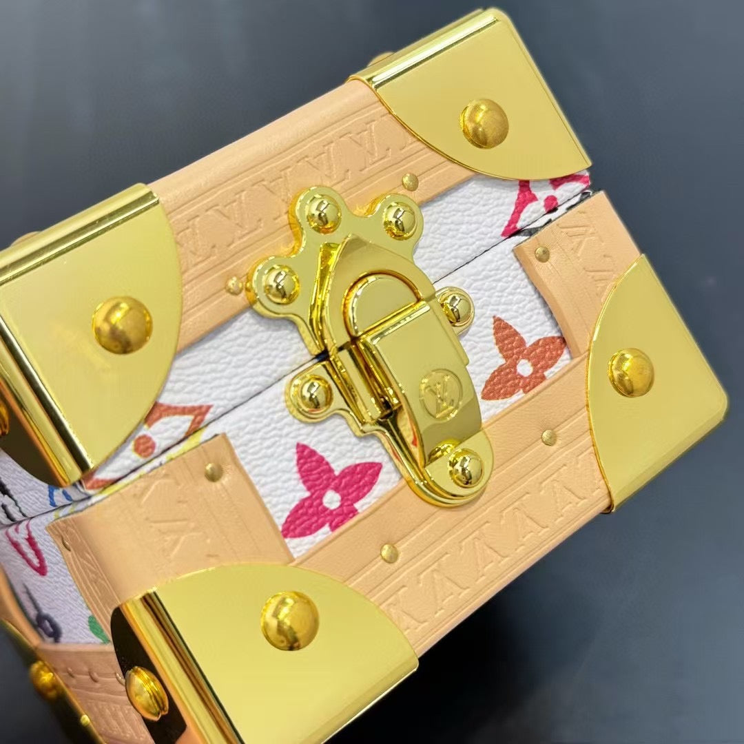 CUSTOM LV PYRAMID MONOGRAM TRUNK SET MURAKAMI WHITE