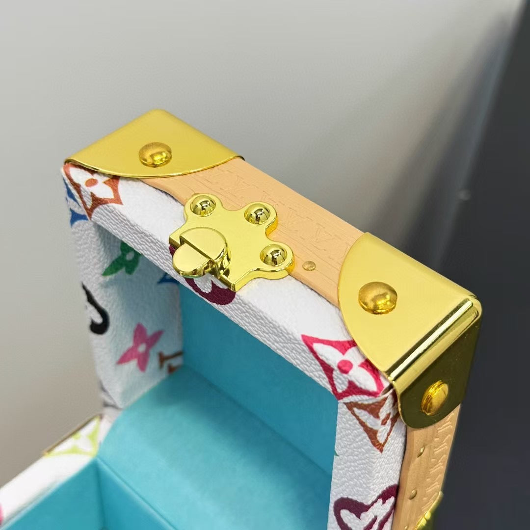 CUSTOM LV PYRAMID MONOGRAM TRUNK SET MURAKAMI WHITE