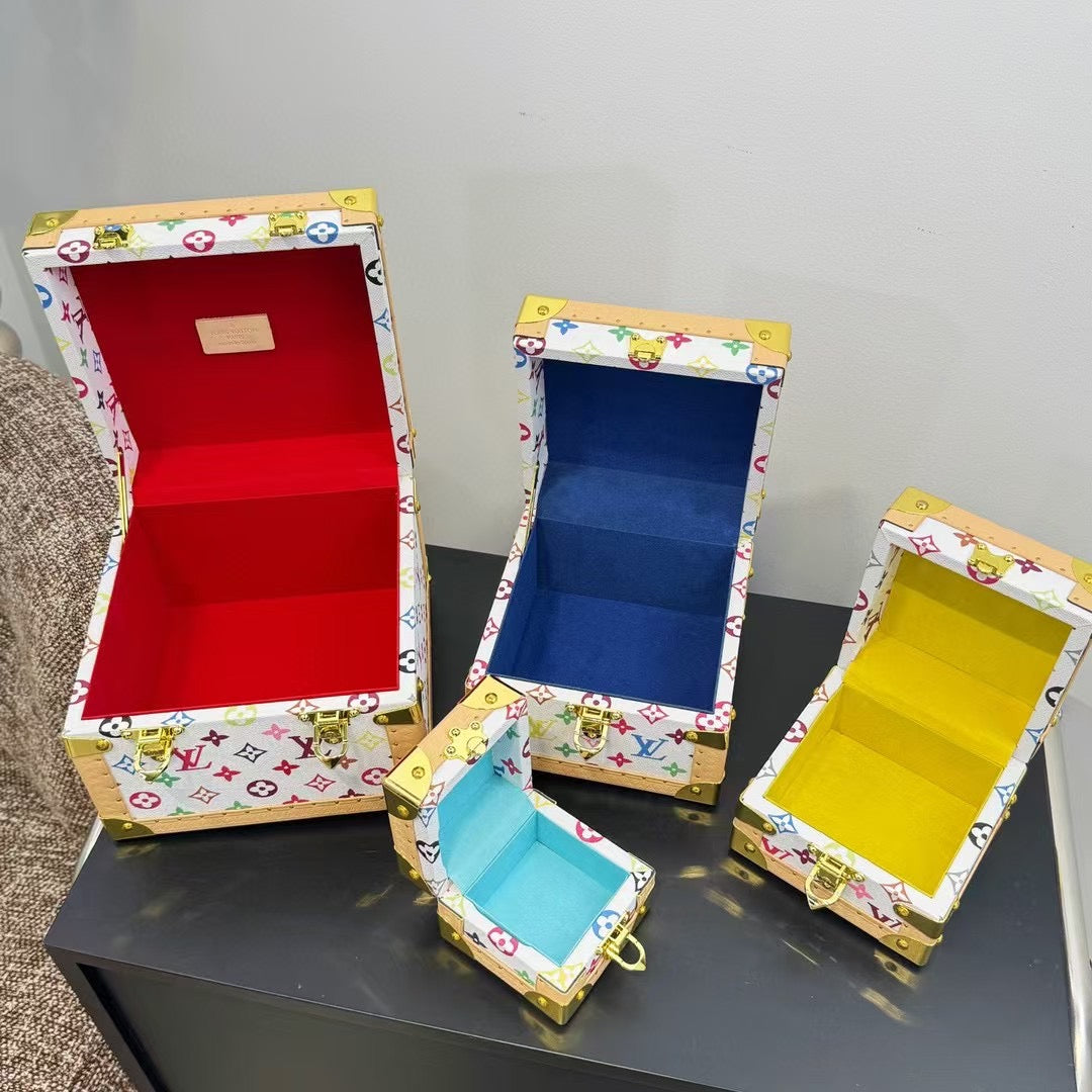 CUSTOM LV PYRAMID MONOGRAM TRUNK SET MURAKAMI WHITE