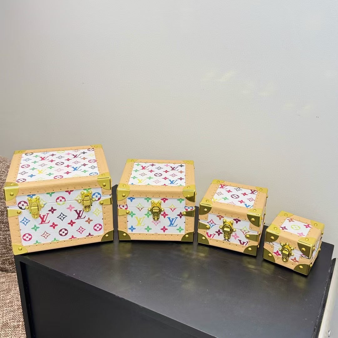CUSTOM LV PYRAMID MONOGRAM TRUNK SET MURAKAMI WHITE
