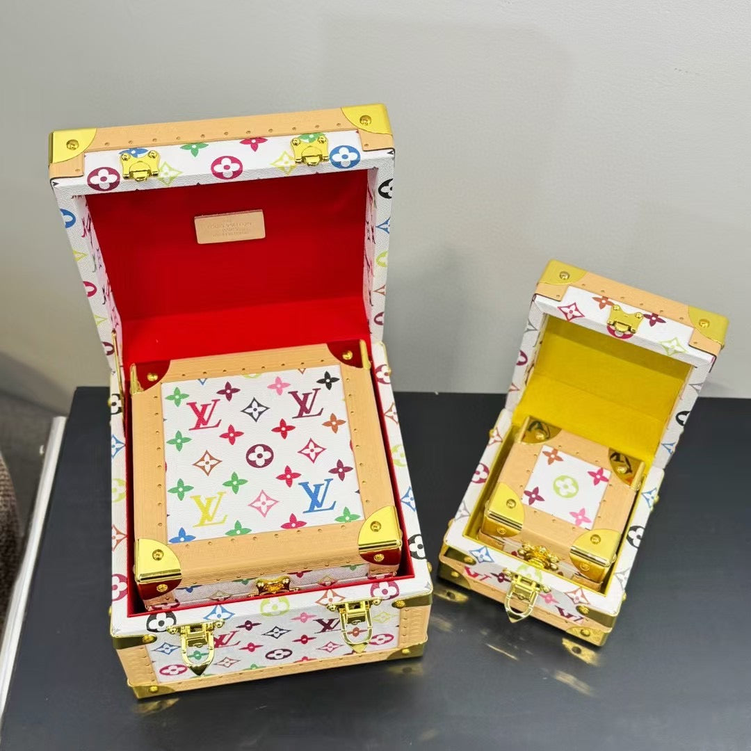CUSTOM LV PYRAMID MONOGRAM TRUNK SET MURAKAMI WHITE
