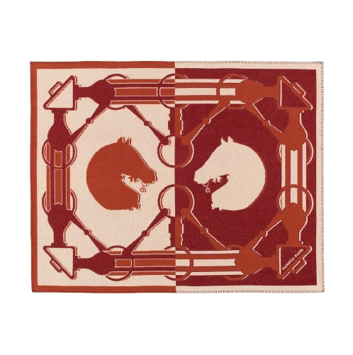 HERMES WOOL TATERSALE THROW BLANKET