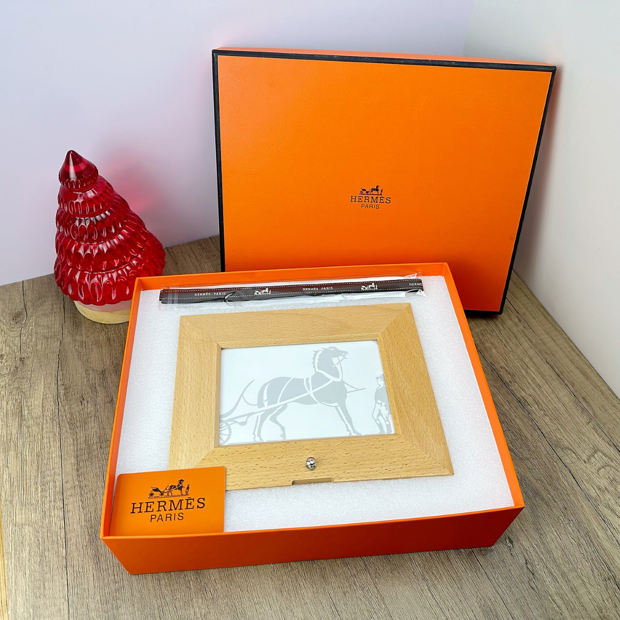 HERMES WOODEN PICTURE FRAME