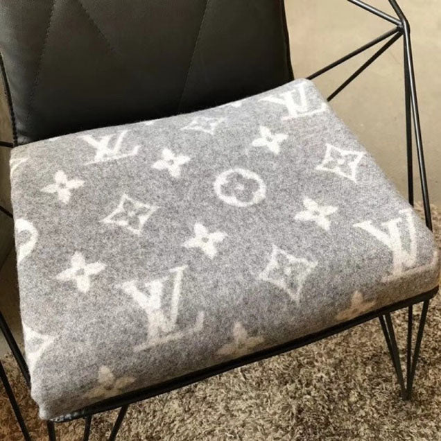 CUSTOM LV GREY THROW BLANKET