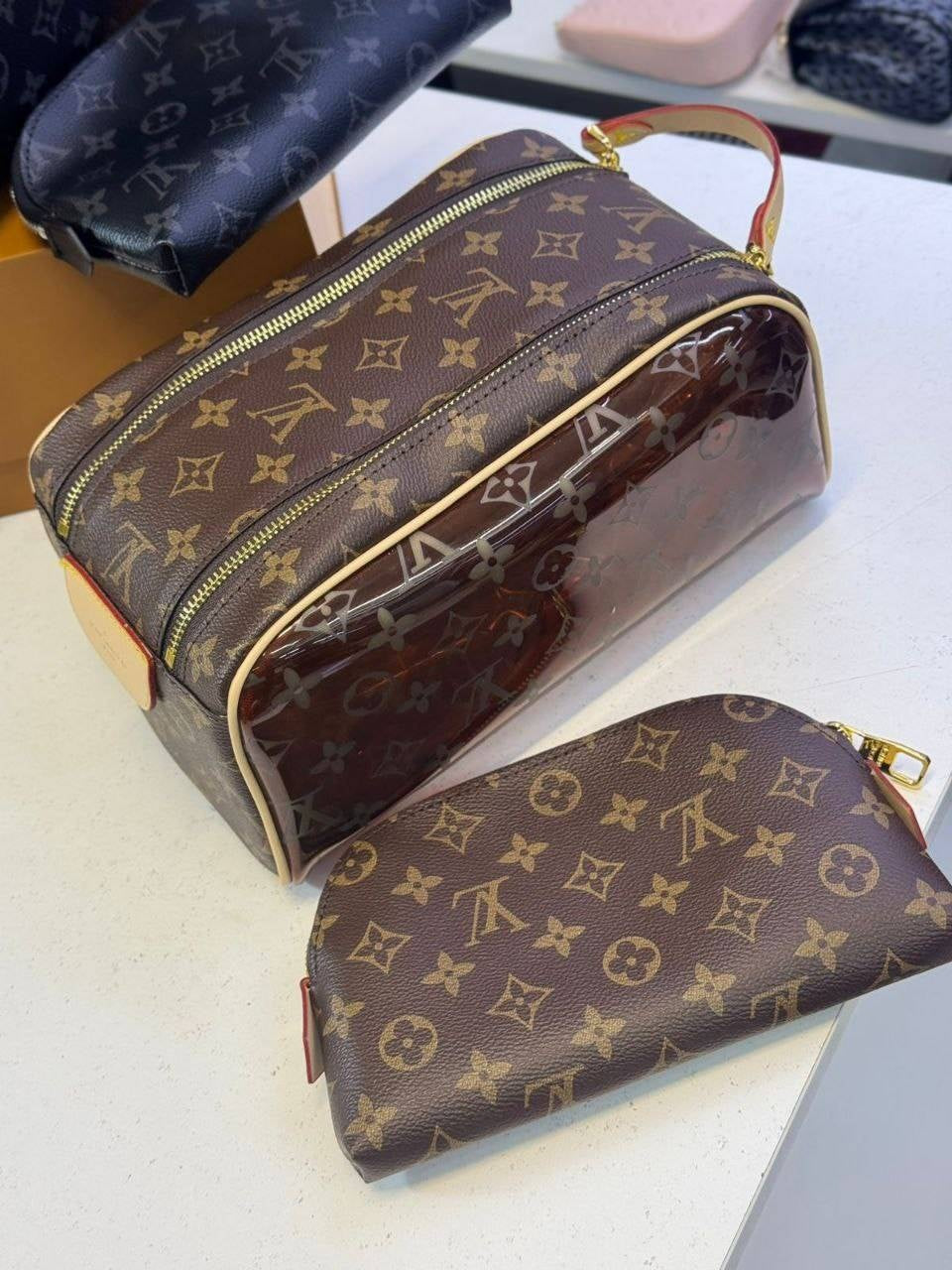 CUSTOM LV VANITY POUCH SET (VINYL)