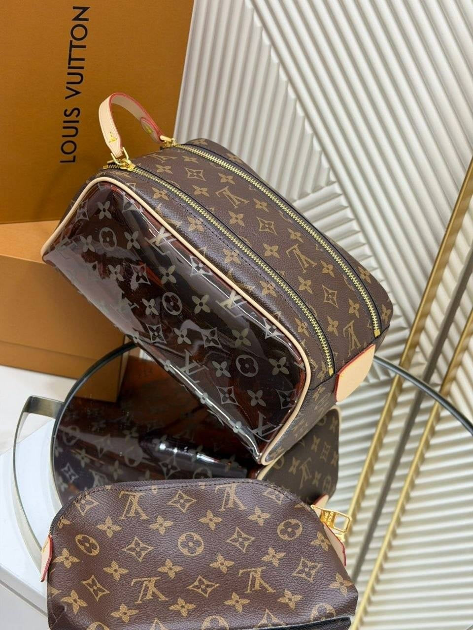 CUSTOM LV VANITY POUCH SET (VINYL)