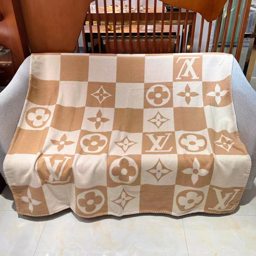 CUSTOM BROWN CHECKERED THROW BLANKET
