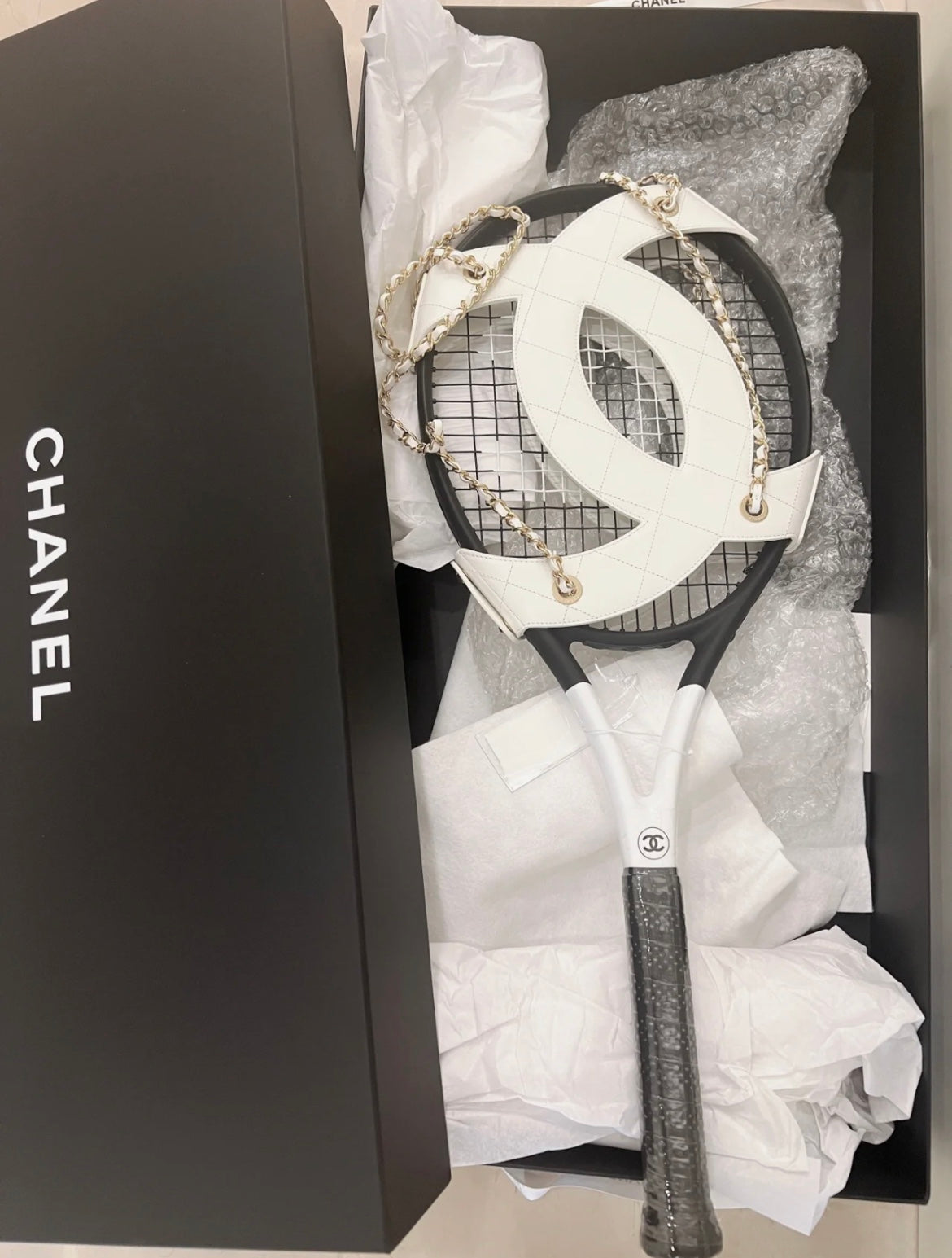 CHANEL TENNIS RACKETS WITH LEATHER CASE
