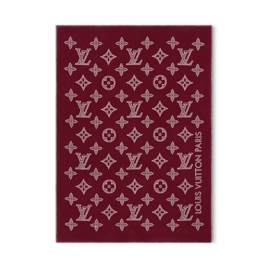 CUSTOM LV MONOGRAM SHADOW THROW BLANKET (MAROON)