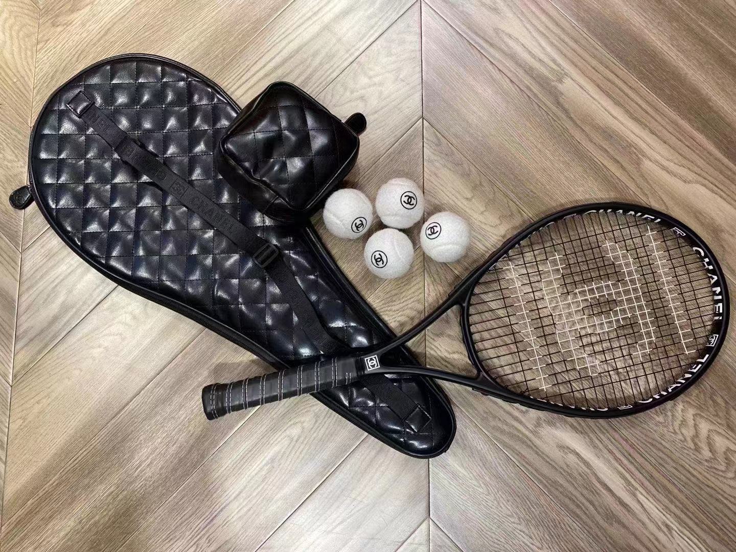 CHANEL BLACK TENNIS RACKET SET