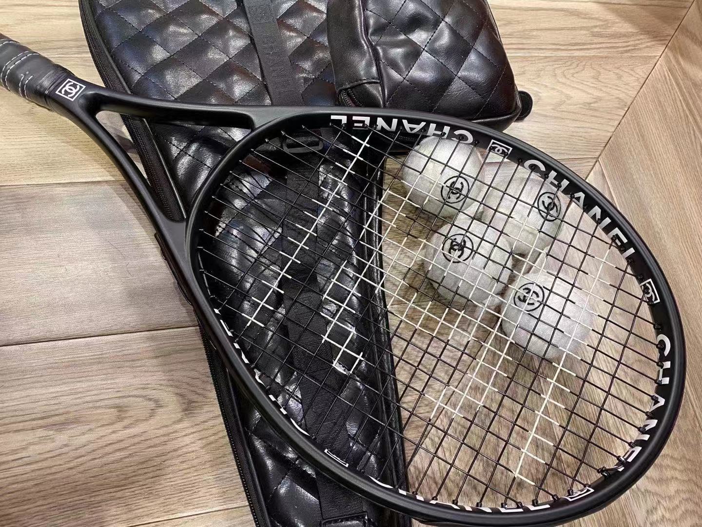 CHANEL BLACK TENNIS RACKET SET