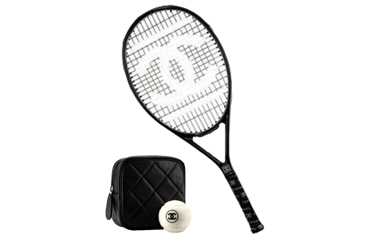CHANEL BLACK TENNIS RACKET SET