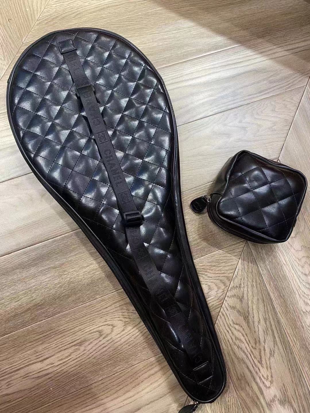 CHANEL BLACK TENNIS RACKET SET