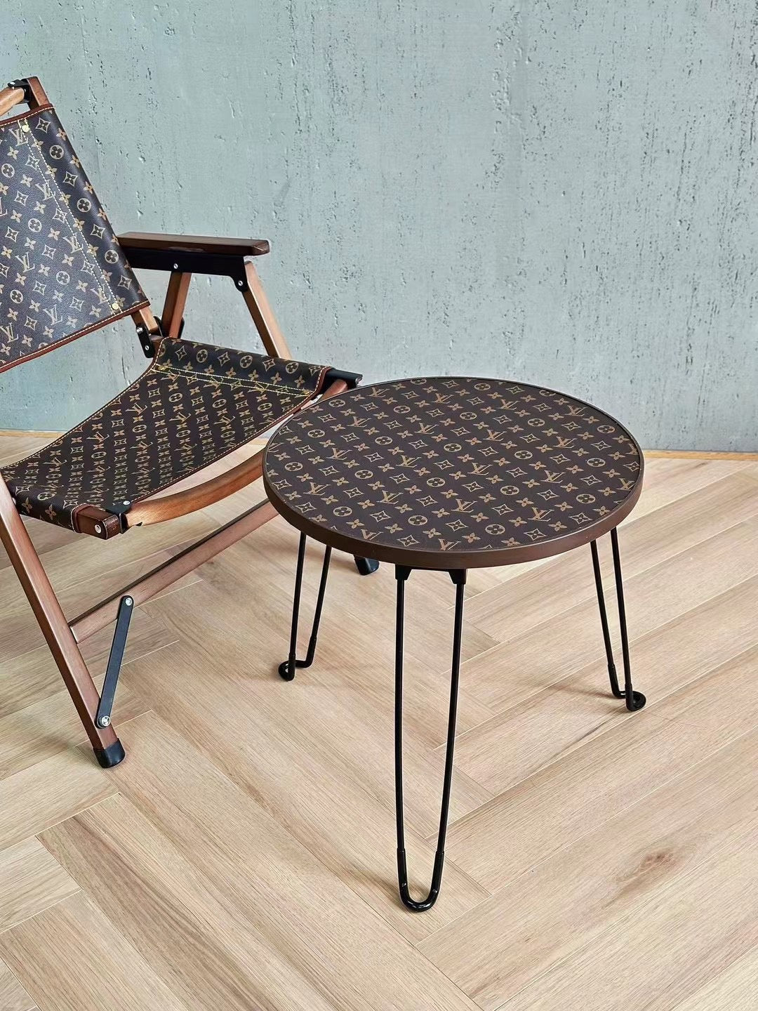 CUSTOM LV FOLDING ROUND TABLE