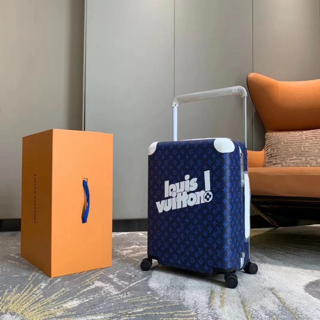 CUSTOM BLUE MONOGRAM 37L HORIZON 55 SUITCASE
