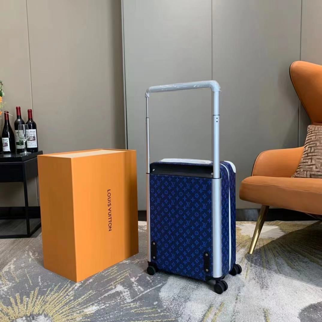 CUSTOM BLUE MONOGRAM 37L HORIZON 55 SUITCASE