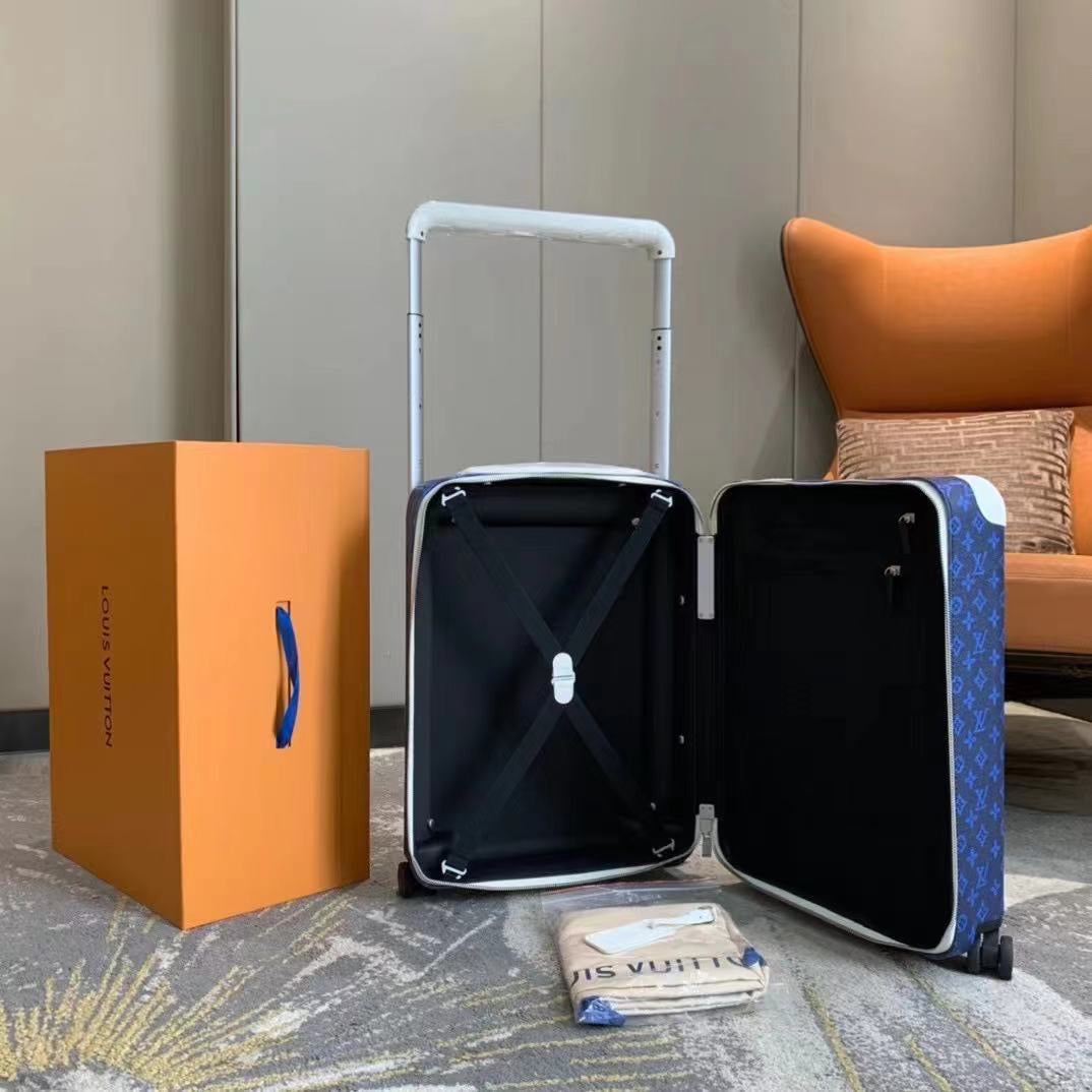 CUSTOM BLUE MONOGRAM 37L HORIZON 55 SUITCASE