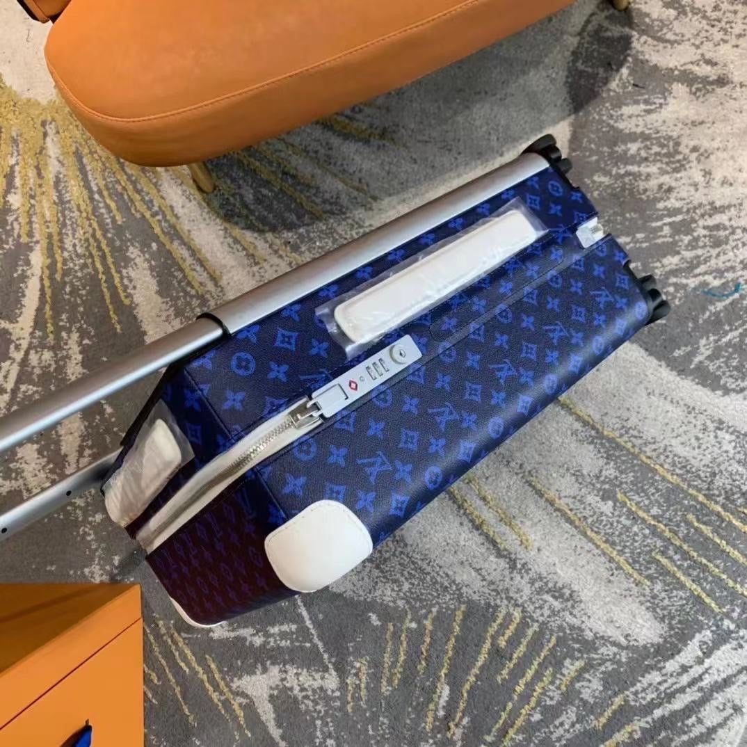 CUSTOM BLUE MONOGRAM 37L HORIZON 55 SUITCASE