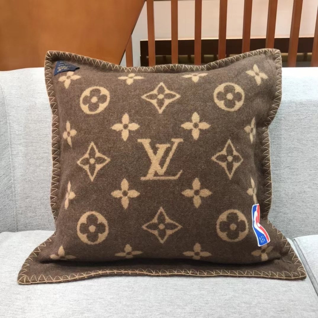 CUSTOM LV WOOL LETTERS THROW PILLOW