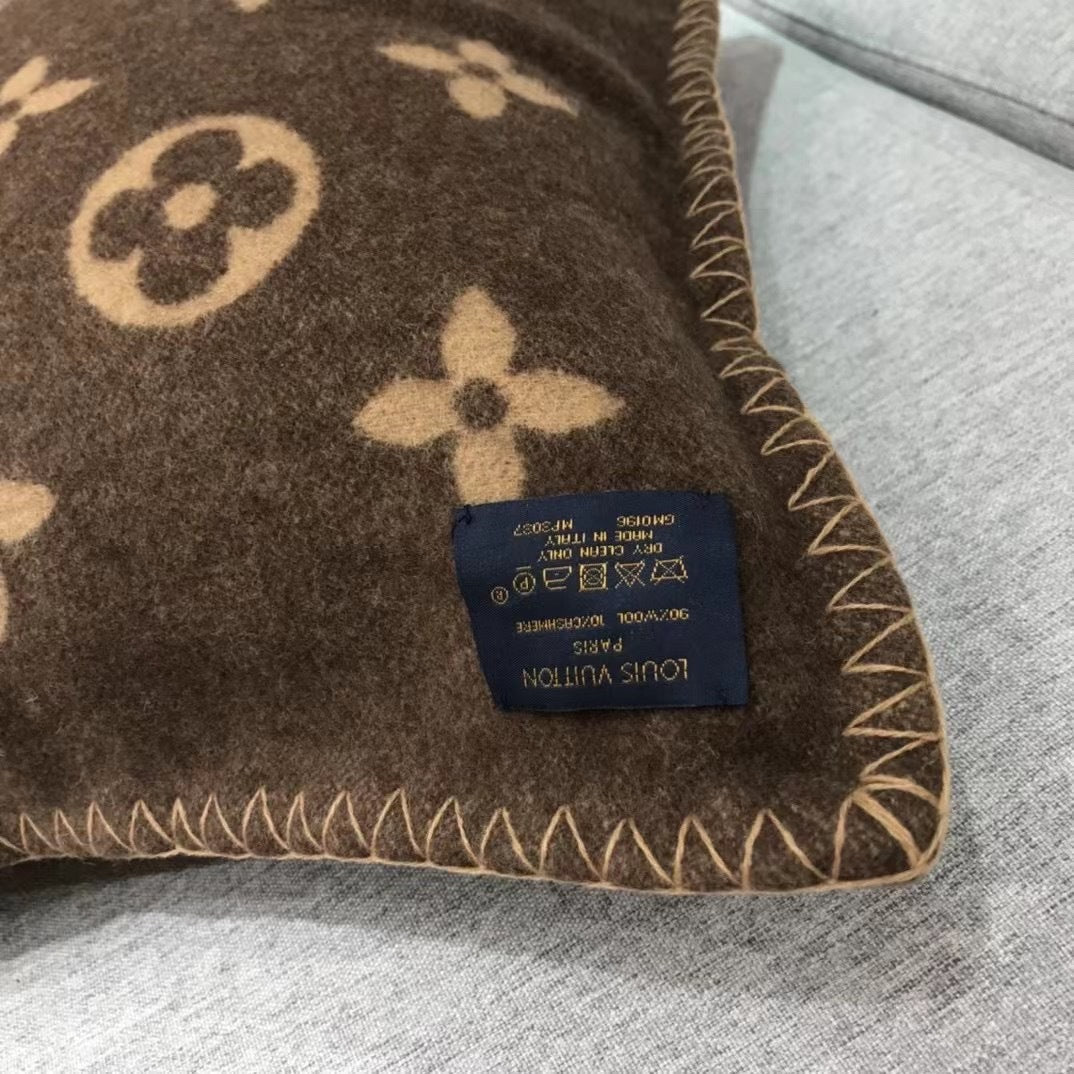 CUSTOM LV WOOL LETTERS THROW PILLOW