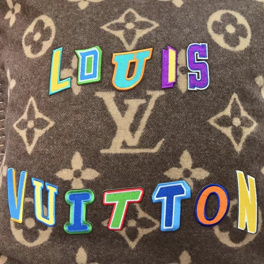 CUSTOM LV WOOL LETTERS THROW PILLOW