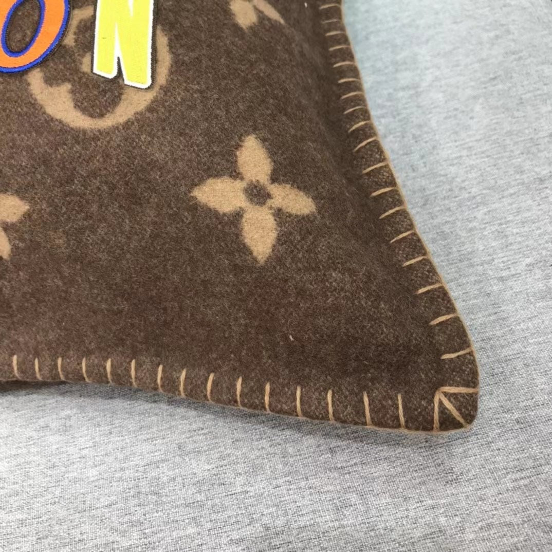 CUSTOM LV WOOL LETTERS THROW PILLOW
