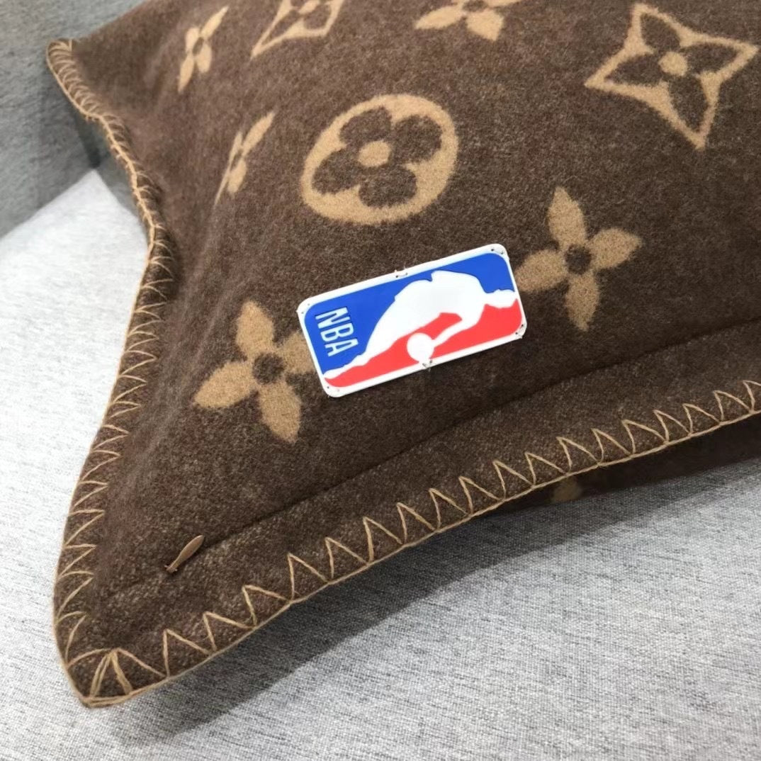 CUSTOM LV WOOL LETTERS THROW PILLOW