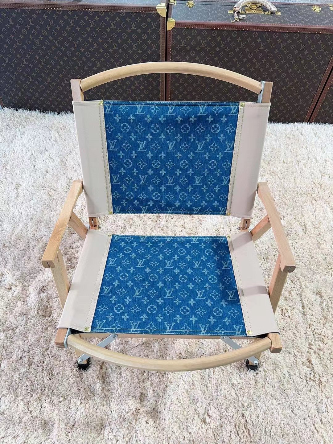 CUSTOM LV FOLDING CHAIR (DENIM)