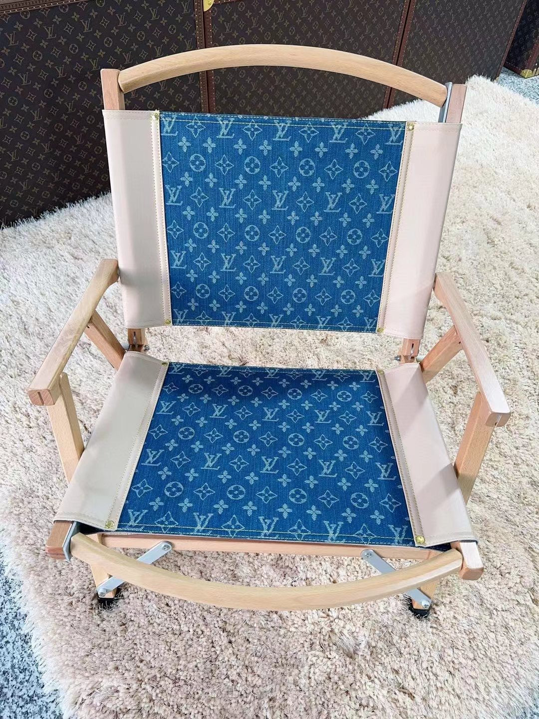 CUSTOM LV FOLDING CHAIR (DENIM)