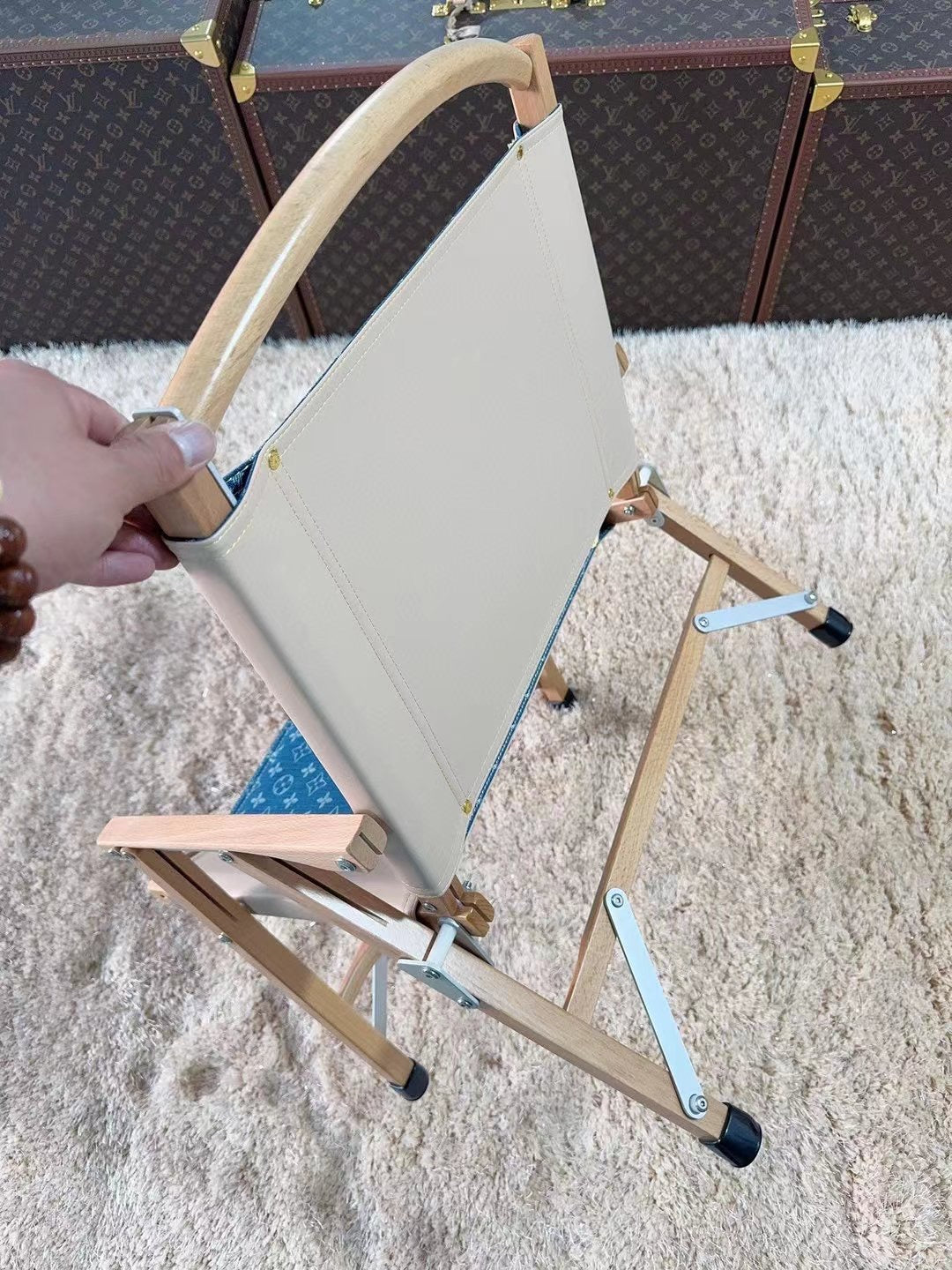 CUSTOM LV FOLDING CHAIR (DENIM)