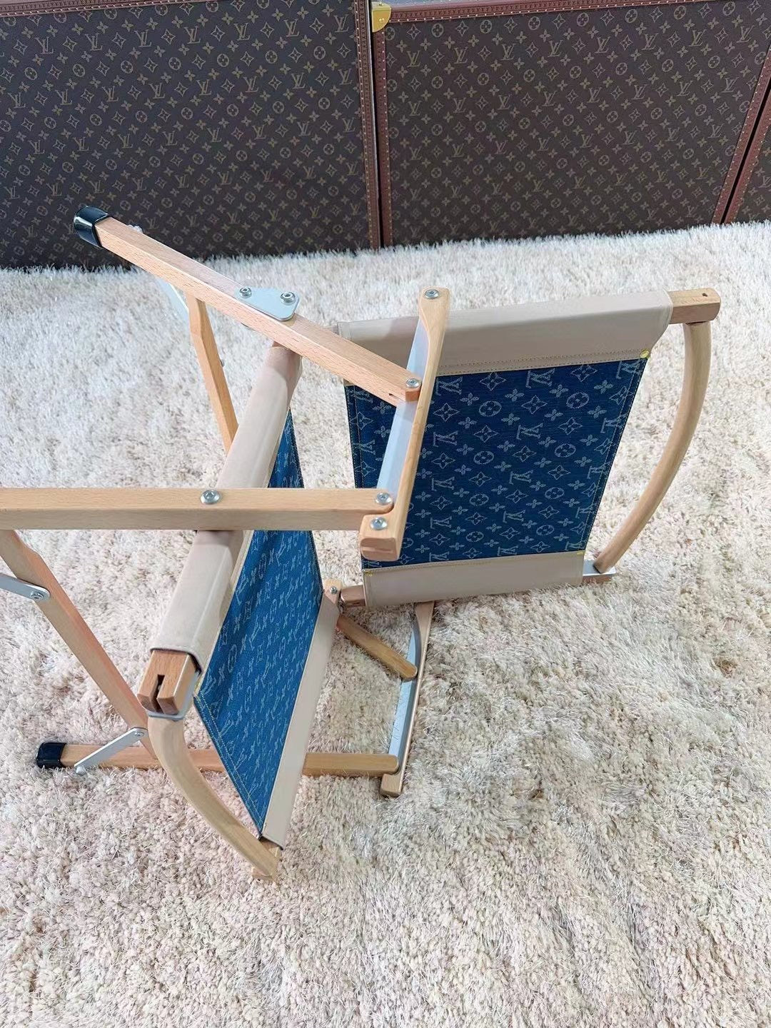 CUSTOM LV FOLDING CHAIR (DENIM)
