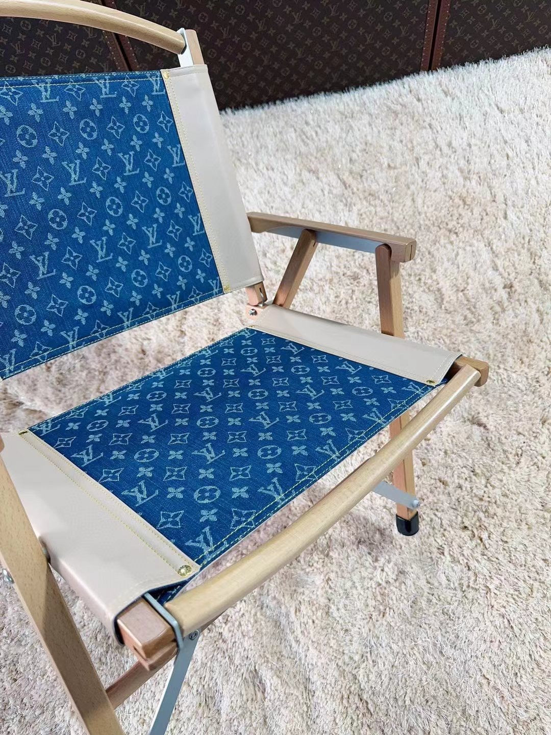 CUSTOM LV FOLDING CHAIR (DENIM)