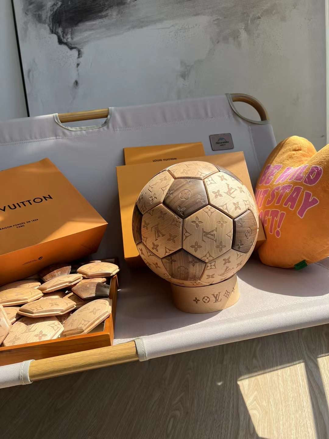 CUSTOM LV SOCCER BALL DISPLAY